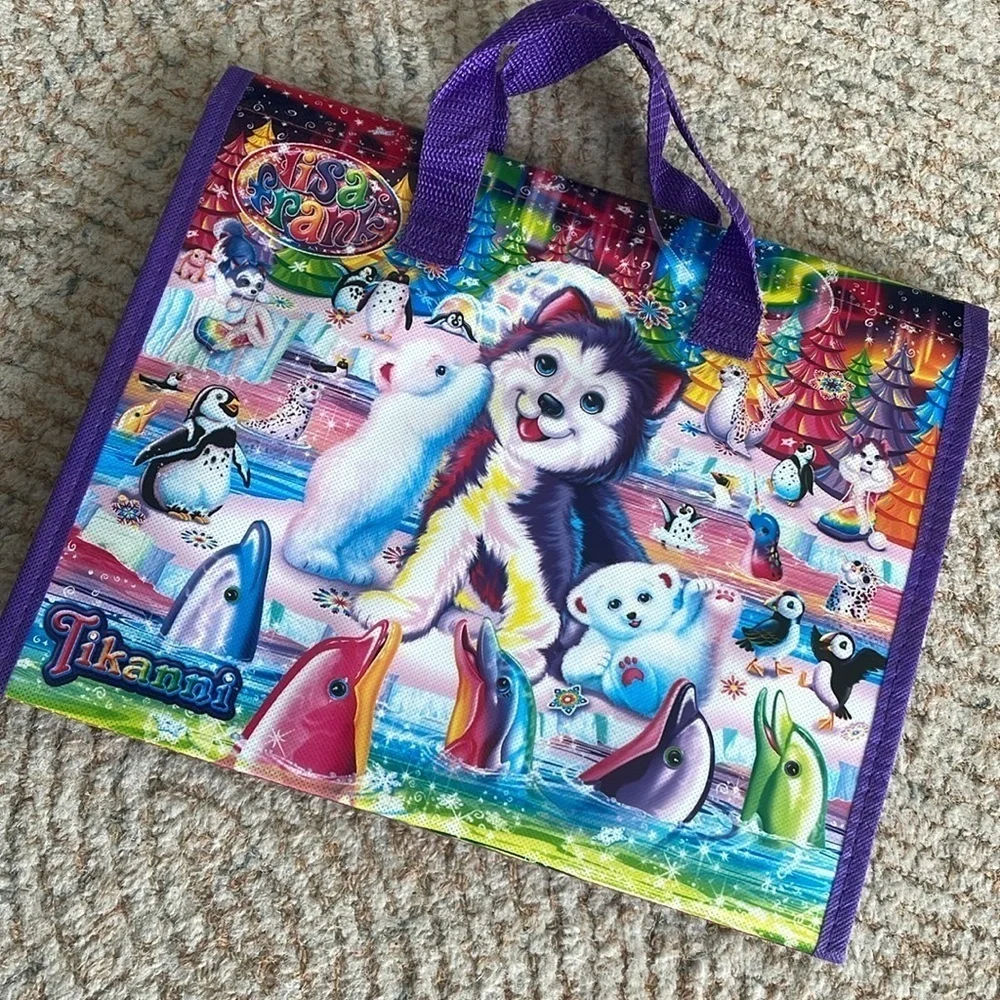 Lisa Frank Tri Fold Binder Case Folder Puppies polar bear dolphins